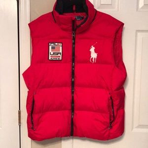 Alpine ski Ralph Lauren polo red puffer vest